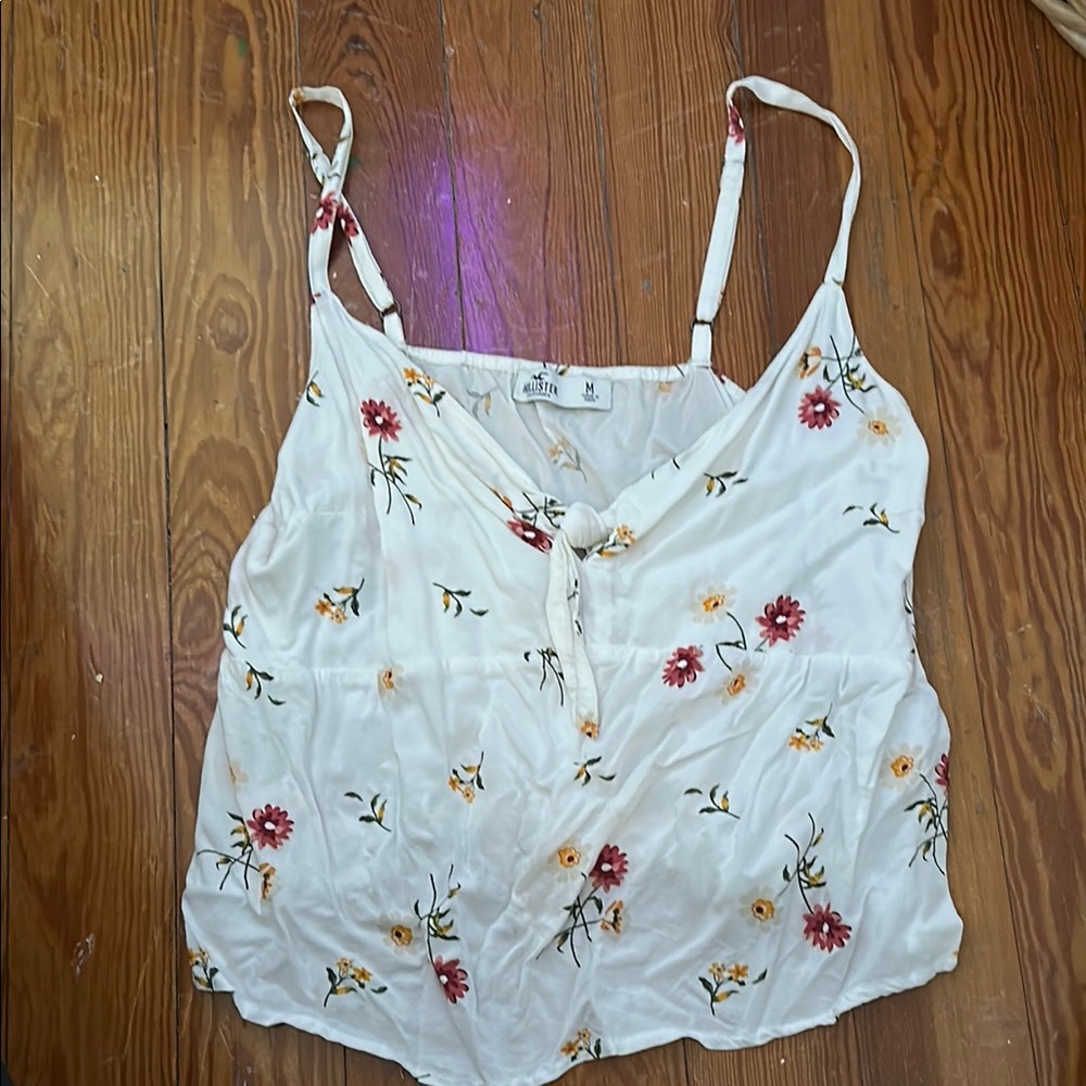 Floral White Sleeveless Top